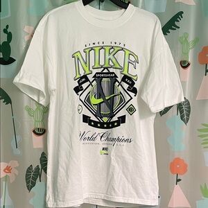 Nike White Tee with Green Accents